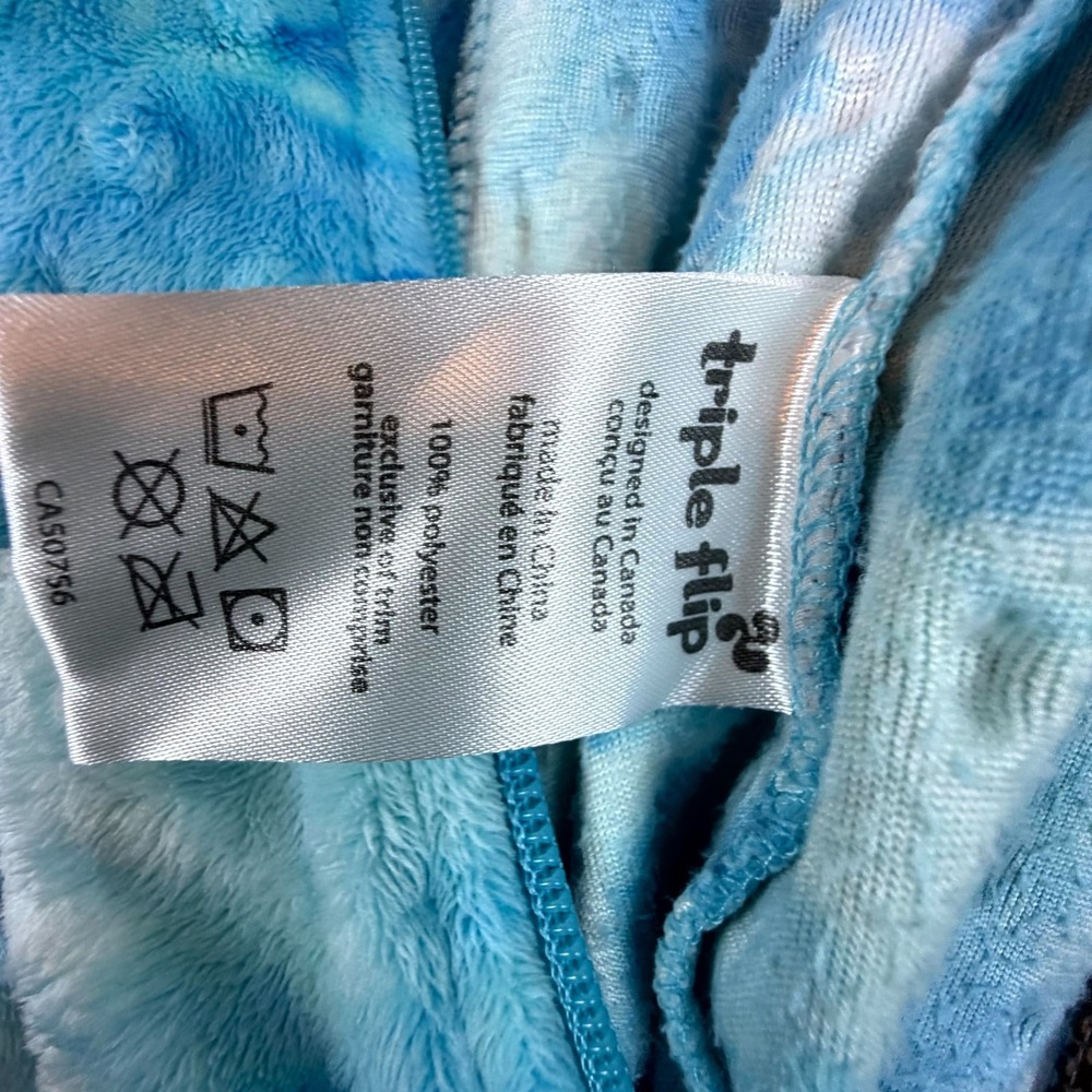 Triple Flip Union Suit Womens 4 Blue White Tie Dye Pajamas Loungewear Hooded - Picture 7 of 7